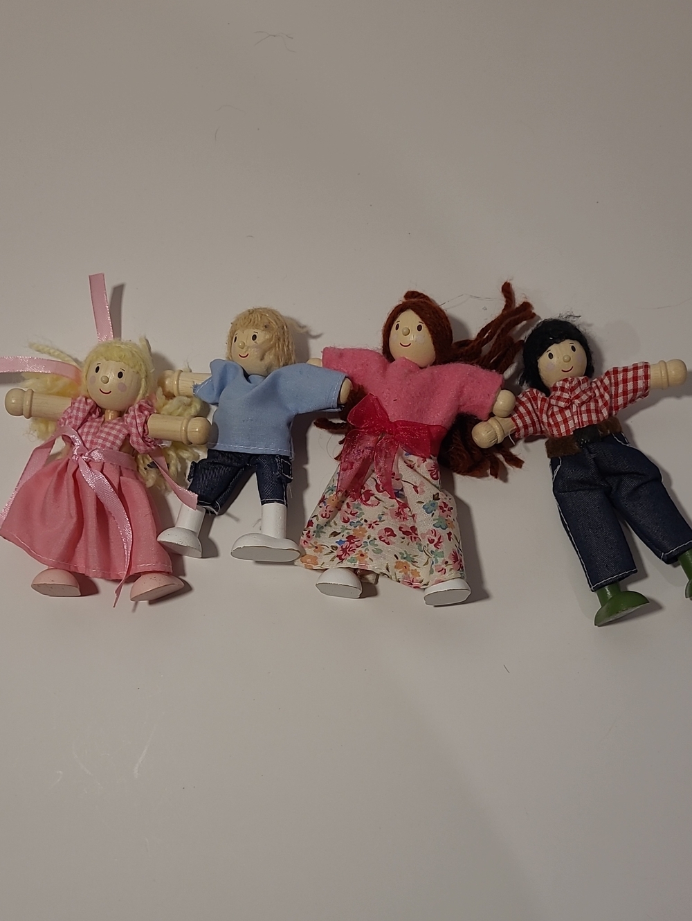 Wooden Doll Playset - Assorted Pink, Green, Floral Dolls